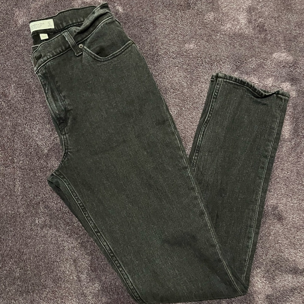 Abercrombie curve love the 90’s slim straight ultra high rise cross button jeans